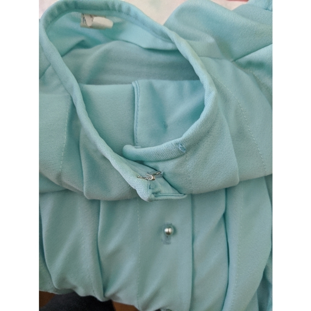 Vintage Union Label 70's/80's Aqua Pleated Dress - Picture 4 of 9